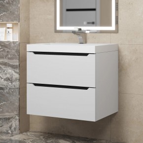 Тумба под раковину Uperwood Tanos 60 см, подвесная, белая/графит в Талице - talica.mebel24.online | фото