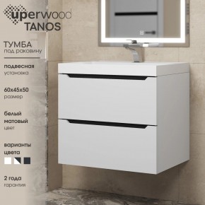 Тумба под раковину Uperwood Tanos 60 см, подвесная, белая/графит в Талице - talica.mebel24.online | фото 3