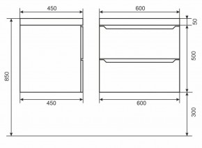 Тумба под раковину Uperwood Tanos 60 см, подвесная, белая/графит в Талице - talica.mebel24.online | фото 6