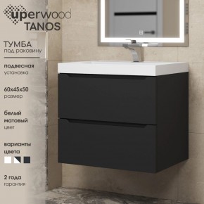 Тумба под раковину Uperwood Tanos 60 см, подвесная, черная матовая в Талице - talica.mebel24.online | фото 3