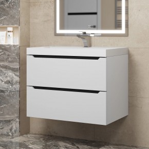 Тумба под раковину Uperwood Tanos 70 см, подвесная, белая/графит в Талице - talica.mebel24.online | фото
