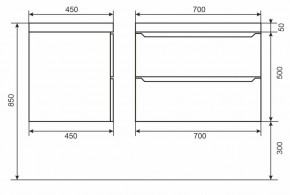 Тумба под раковину Uperwood Tanos 70 см, подвесная, белая/графит в Талице - talica.mebel24.online | фото 6