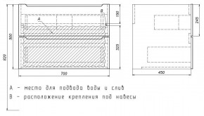 Тумба под раковину Uperwood Tanos 70 см, подвесная, белая/графит в Талице - talica.mebel24.online | фото 7