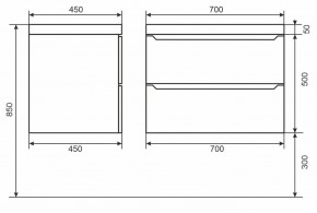 Тумба под раковину Uperwood Tanos 70 см, подвесная, черная матовая в Талице - talica.mebel24.online | фото 6