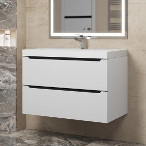 Тумба под раковину Uperwood Tanos 80 см, подвесная, белая/графит в Талице - talica.mebel24.online | фото
