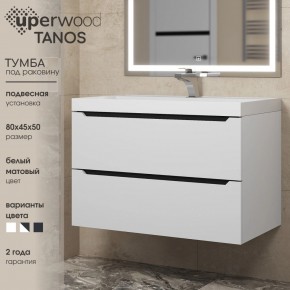 Тумба под раковину Uperwood Tanos 80 см, подвесная, белая/графит в Талице - talica.mebel24.online | фото 3
