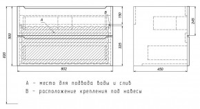 Тумба под раковину Uperwood Tanos 80 см, подвесная, белая/графит в Талице - talica.mebel24.online | фото 7