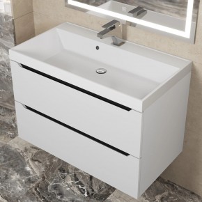 Тумба под раковину Uperwood Tanos 80 см, подвесная, белая/графит в Талице - talica.mebel24.online | фото 8