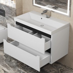 Тумба под раковину Uperwood Tanos 80 см, подвесная, белая/графит в Талице - talica.mebel24.online | фото 9
