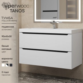 Тумба под раковину Uperwood Tanos 90 см, подвесная, белая/графит в Талице - talica.mebel24.online | фото 3