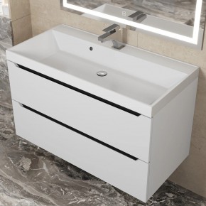 Тумба под раковину Uperwood Tanos 90 см, подвесная, белая/графит в Талице - talica.mebel24.online | фото 9