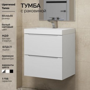 Тумба с раковиной Uperwood Tanos 50 см, подвесная, белая матовая в Талице - talica.mebel24.online | фото 5