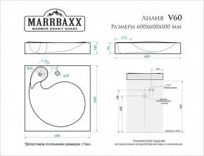 Умывальник над стиральной машиной (600*600х100) Лилия V60 (белый) с кронштейном без сифона (V60) в Талице - talica.mebel24.online | фото 2