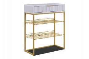 ВЕЛЬВЕТ Обувница (белое дерево/белый матовый/золото) в Талице - talica.mebel24.online | фото
